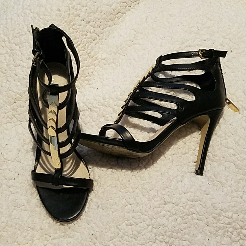 Black and gold strappy Aldo heels